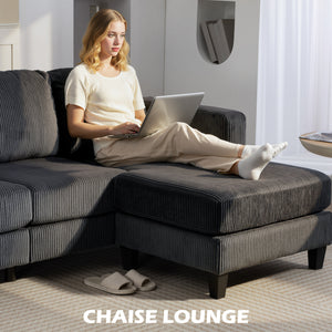 Canapé en L avec méridienne et coussin à ressorts pour salon ou chambre, gris anthracite