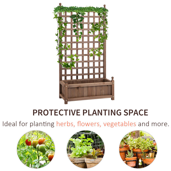 Jardinière surélevée avec treillis, marron