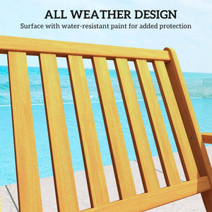 Banc d'extérieur pliable en bois avec dossier et accoudoirs pour extérieur, teck