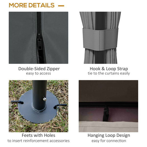 10' x 10' 2-Tier Outdoor Gazebo Canopy Tent with Zippered Mesh Sidewalls, Aluminum Frame for Patio, Backyard Light Gray