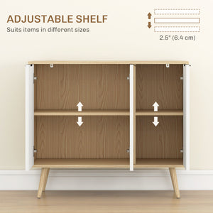 Buffet moderne avec étagères réglables et 3 portes, naturel