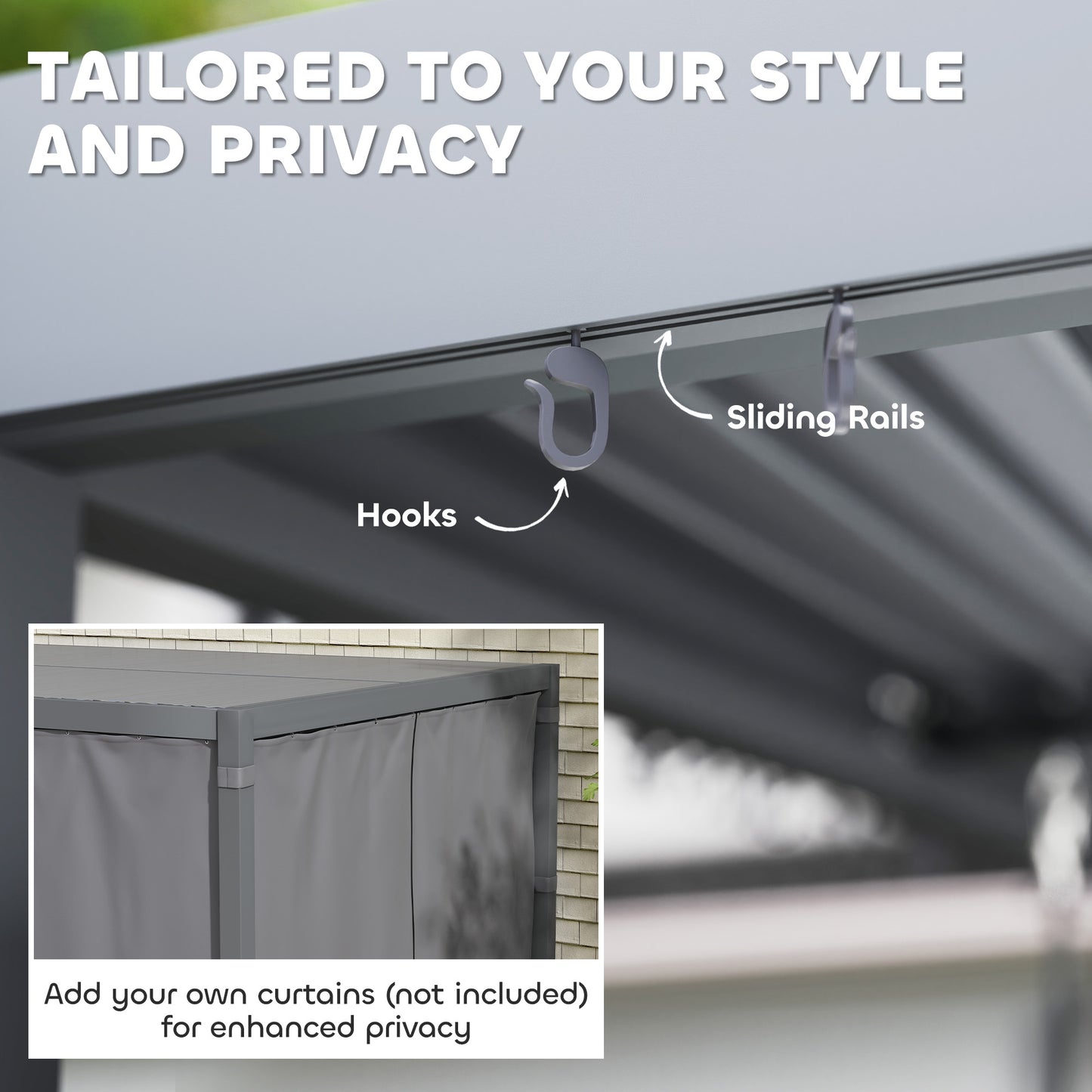Pergola à persiennes 10' x 10' avec toit métallique réglable et cadre en aluminium à toit rigide avec système de drainage