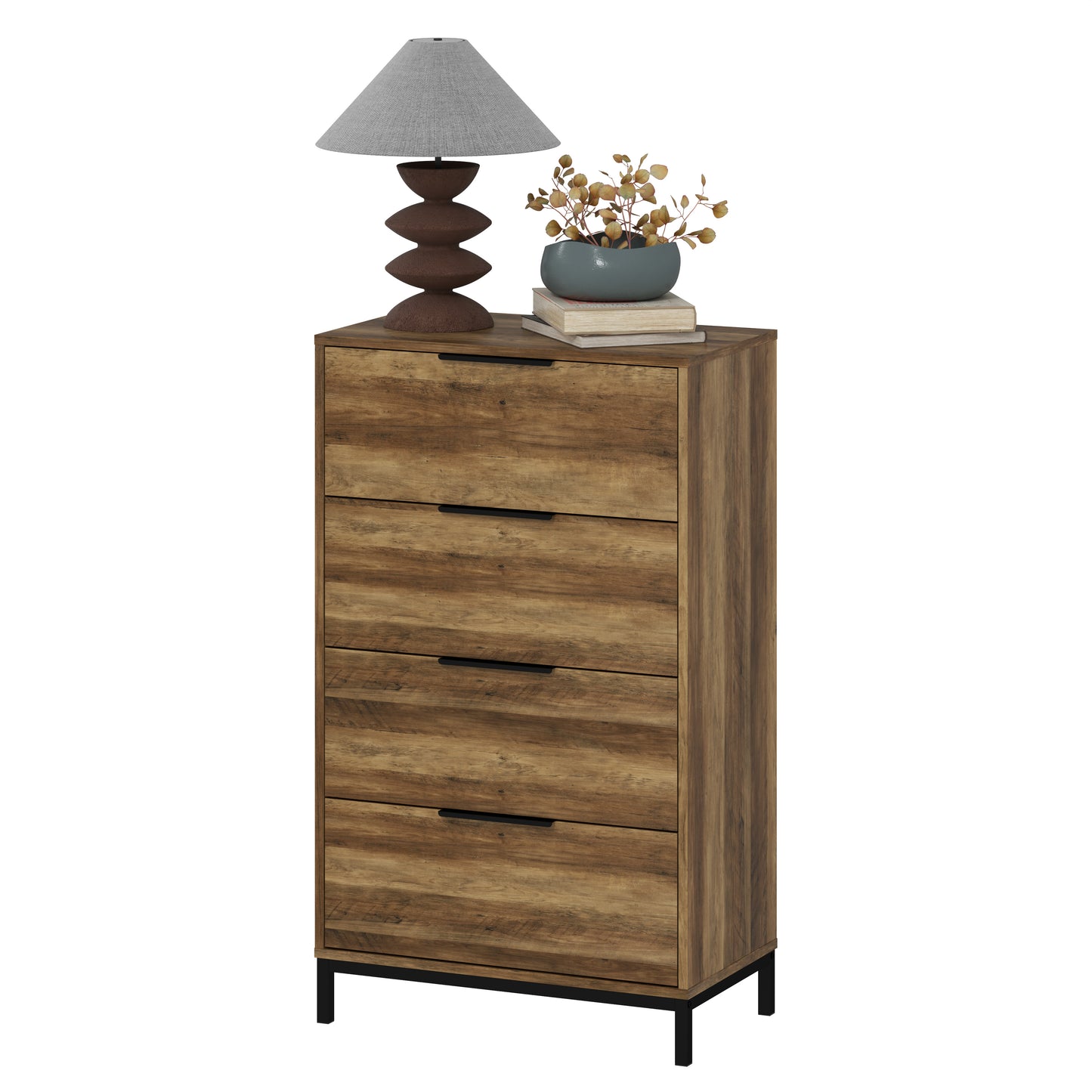 Commode HOMCOM pour chambre à coucher, tour de rangement à 4 tiroirs, commode pour couloir, entrée, placard, couleur naturelle