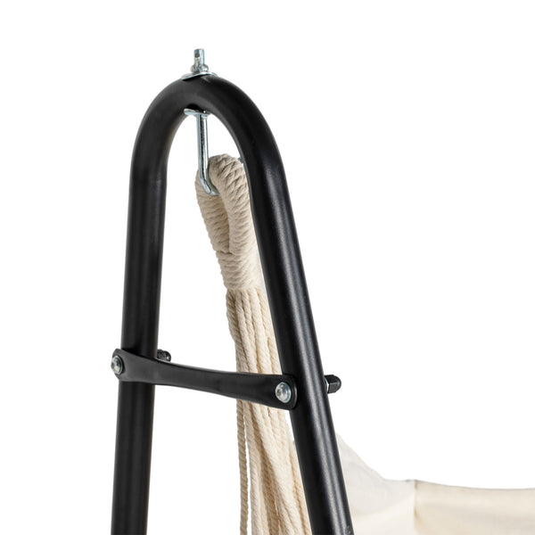 Hammock Chair with U Shape Stand, Hammock Swing Chair with A Side Pocket, Cream White