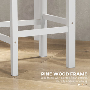 Set of 2 wooden bar stools, white