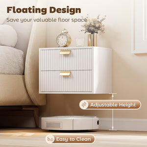 Ensemble de 2 tables de chevet flottantes avec 2 tiroirs chacune, blanc