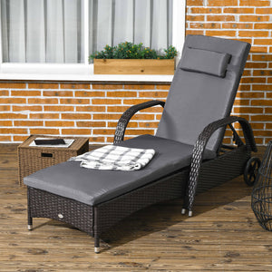 Chaise longue with headrest and 5-level adjustable backrest
