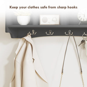 Porte-manteau mural avec étagère, noir