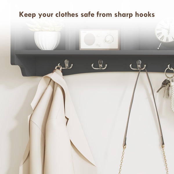 Porte-manteau mural avec étagère, noir