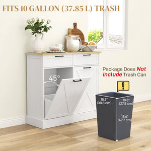 Meuble poubelle 10 gallons avec tiroirs basculants, blanc