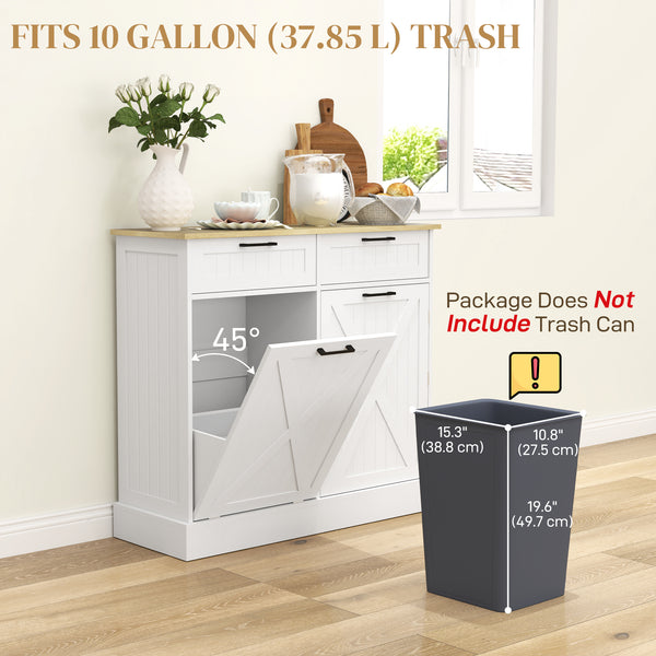 Meuble poubelle 10 gallons avec tiroirs basculants, blanc