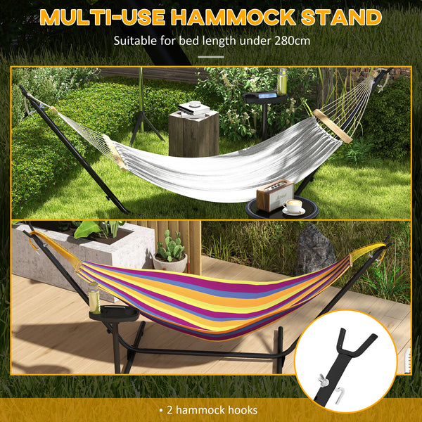 10' Hammock Stand with Side Tray, Hammock Chair Stand Only with Steel Frame, Black