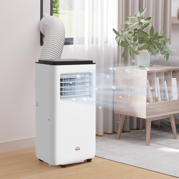 Climatiseur mobile de 8 000 BTU, 345 pi² (32 m²), déshumidificateur, ventilateur, mode veille automatique, minuterie 24 h marche/arrêt, kit fenêtre, blanc