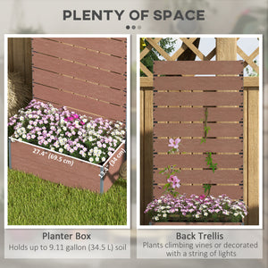 Jardinière surélevée avec treillis pour plantes grimpantes, marron clair