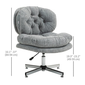 Office chair without armrests with wide padded seat and adjustable height, grey.