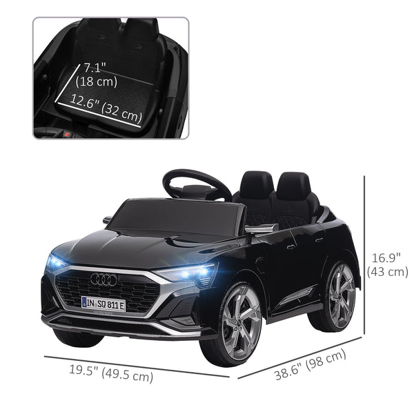 Voiture électrique pour enfants 12V, Audi Q8 Etron Sportback, avec télécommande, noire