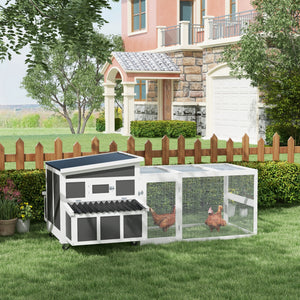 Wooden chicken coop with large run, dark grey