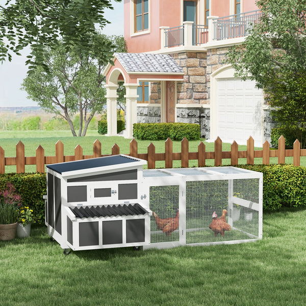 Wooden chicken coop with large run, dark grey