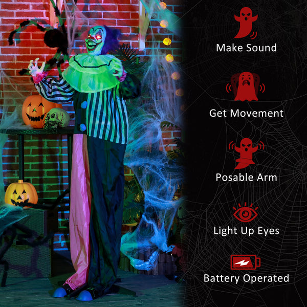 5.7FT Life Size Halloween Decoration, Animated Clown with Sound Activated, Light Up Eyes, Motion, Laugh