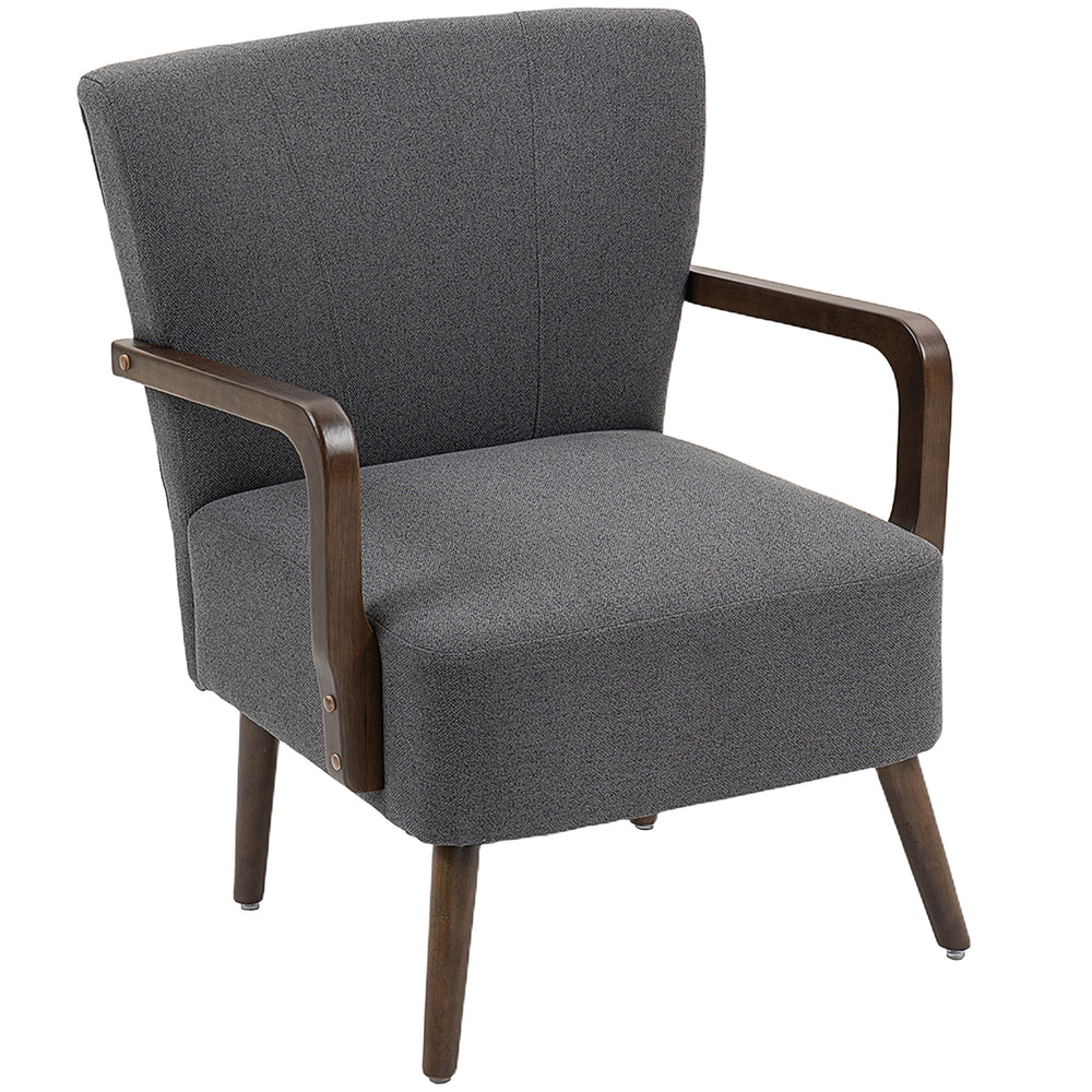 Fauteuil d'appoint avec pieds en bois, rembourrage épais, gris foncé