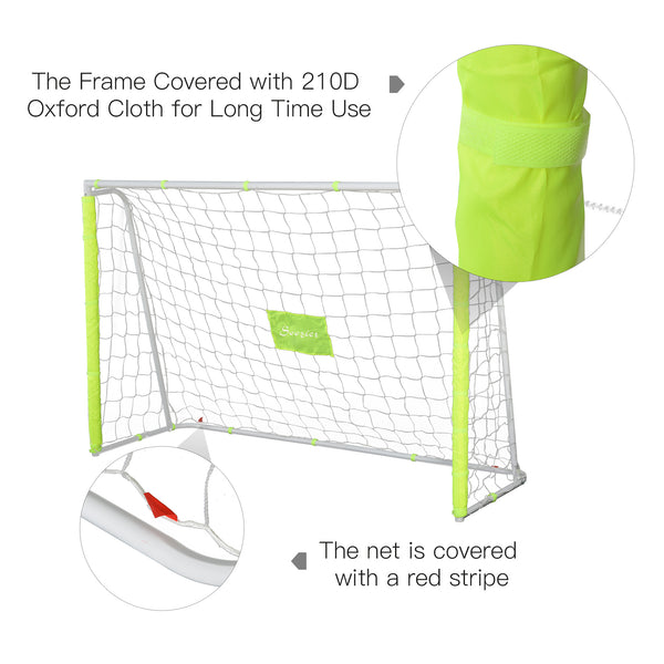 Soozier 6ft x 4ft Soccer Goal Net with Metal Frame, PE Mesh, Ground Stakes, Easy Assembly, Yellow