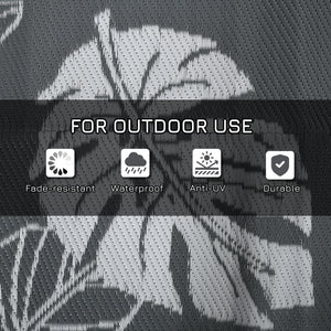 Tapis d'extérieur réversible pour patio, tapis en plastique 6' x 9' pour jardin, terrasse, plage, camping, gris et blanc
