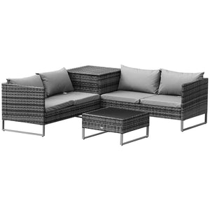 4 Piece Patio Furniture Set with Coffee Table and Corner Table for Backyard, Porch, Poolside, Balcony, Garden