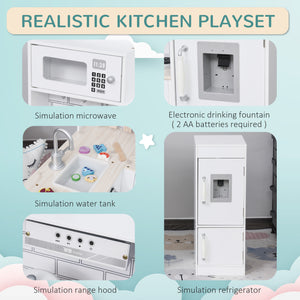 Cuisine pour enfants avec fontaine à eau, micro-ondes et accessoires, blanc