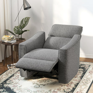 Fauteuil inclinable électrique, revêtement en tissu aspect lin, ports USB, repose-pieds, gris foncé