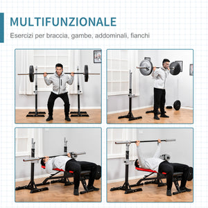 Support à barre réglable pour squat et développé couché, ensemble de 2 – Noir