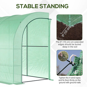 Lean-to greenhouse with 2 zippered doors, green