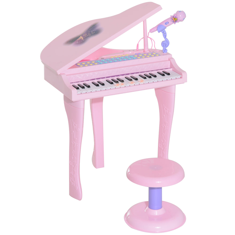 Mini piano électronique musical 37 touches avec micro, rose