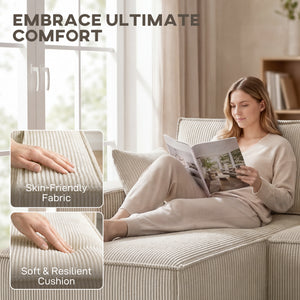 Canapé d'angle modulable en forme de U avec double méridienne et coussins à ressorts, beige