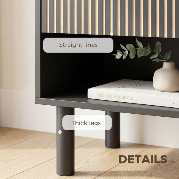 Table de chevet moderne avec tiroir et tablette ouverte – Noir