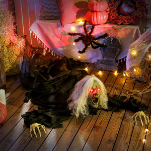 Zombie rampant animé grandeur nature 72 pouces avec yeux LED lumineux