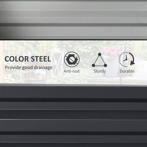 Galvanized raised planter, grey