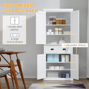 Armoire de cuisine haute avec tiroir, blanche