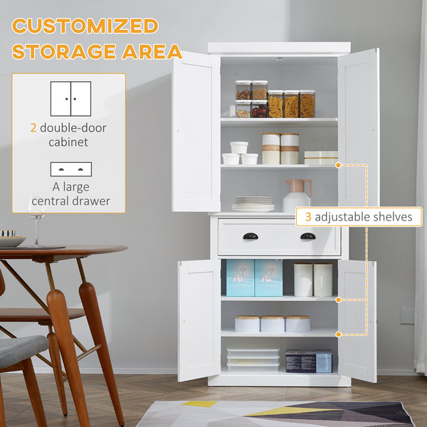 Armoire de cuisine haute avec tiroir, blanche