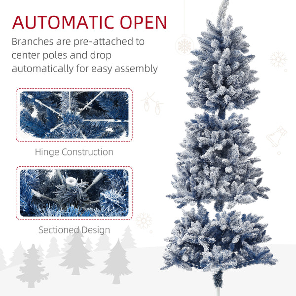 Sapin de Noël artificiel bleu givré de 7 pieds