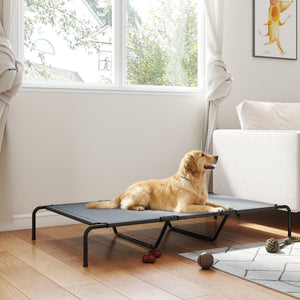 Lit surélevé pour chien avec maille respirante, gris