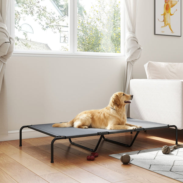 Lit surélevé pour chien avec maille respirante, gris