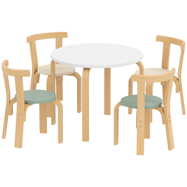 Ensemble table et chaises en bois pour enfants, vert