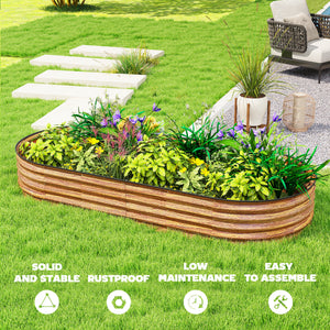 Jardinière d'extérieur surélevée galvanisée avec tuteur en métal, marron