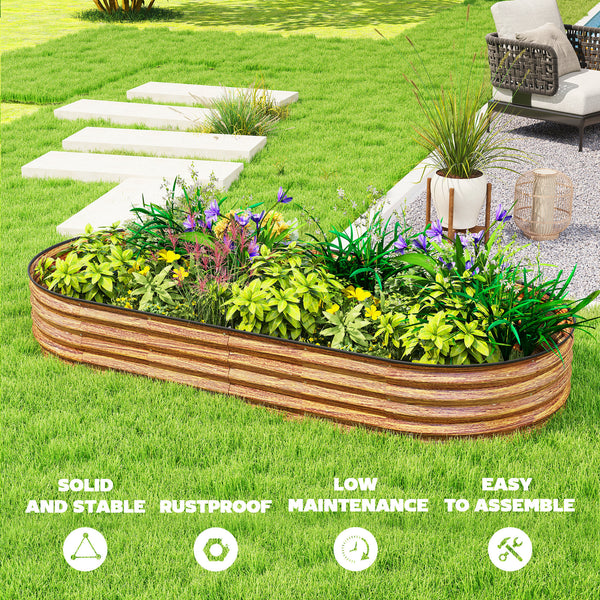 Jardinière d'extérieur surélevée galvanisée avec tuteur en métal, marron