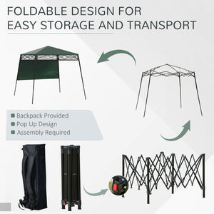 Toit de jardin pliable 7 x 7 avec sac à dos et pieds réglables, vert