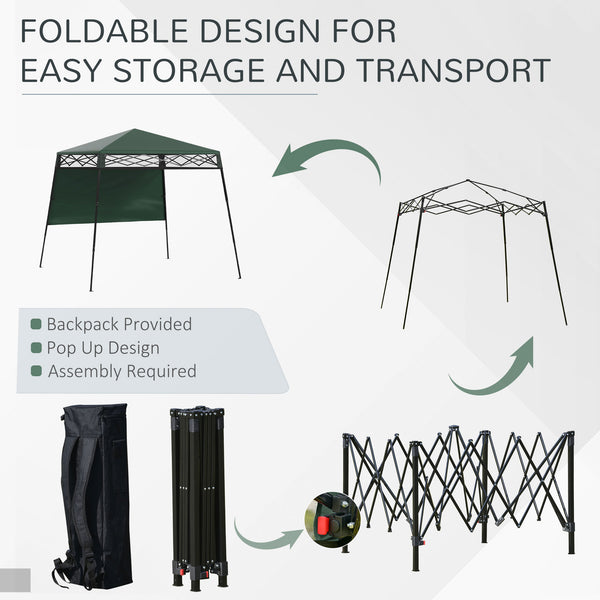Toit de jardin pliable 7 x 7 avec sac à dos et pieds réglables, vert