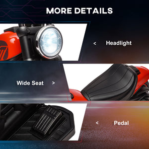 6V motorcycle with training wheels, red 