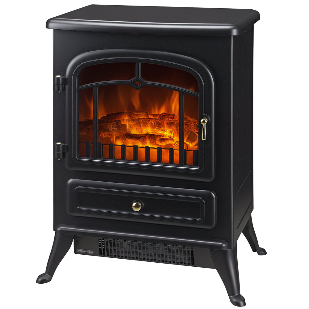 Cheminée électrique autonome de 40 cm avec flamme à bois 750/1500 W Noir