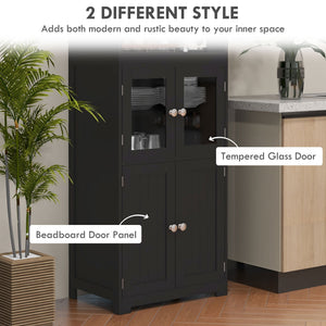 Buffet avec étagère, 4 portes avec étagère réglable, noir