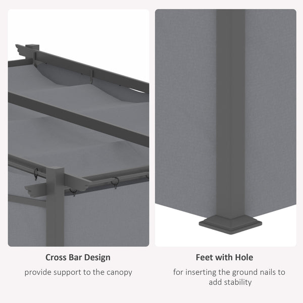 Pergola métallique avec toit coulissant, pergola rétractable, 3 m x 3 m, gris foncé